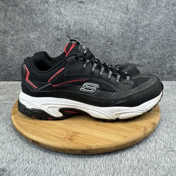 Skechers Stamina Shoes Mens Size EW Black Red White Comfort